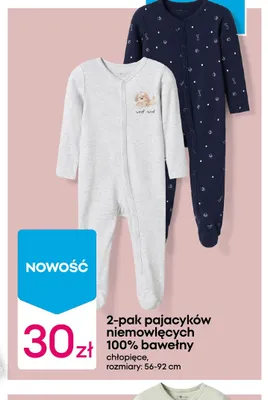 Pajacyki niemowlęce 2-pak chłopięce 100% bawełny promocja w Pepco