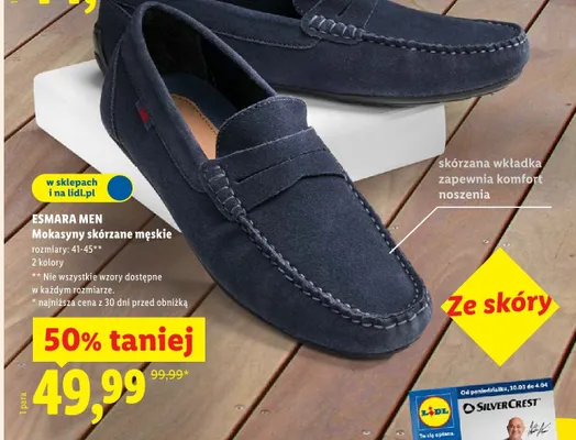 Mokasyny skórzane męskie promocja w Lidl