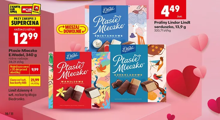 Czekolada Ptasie Mleczko E.Wedel różne rodzaje 340g promocja w Biedronka