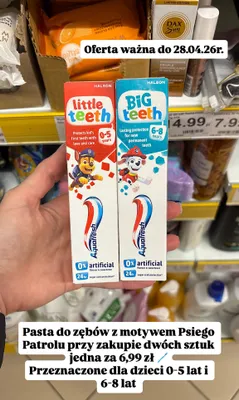 Pasta do zębów Big Teeth 6-8 lat promocja w Dino