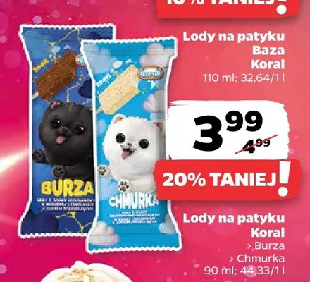 Lody na patyku Koral Burza promocja w Netto
