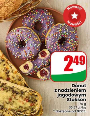 Donut z nadzieniem jagodowym Stokson promocja w Dino