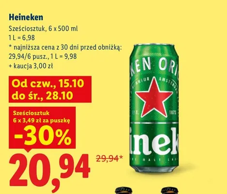 Piwo Heineken 6-pak promocja w Lidl