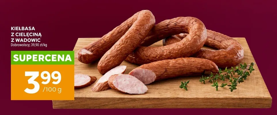 Kiełbasa z cielęciną z Wadowic Dobrowolscy promocja w Stokrotka