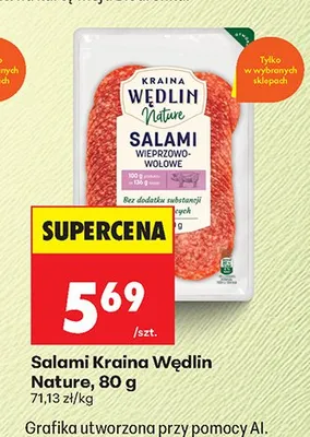 Salami wieprzowo-wołowe Kraina Wędlin Nature promocja w Biedronka
