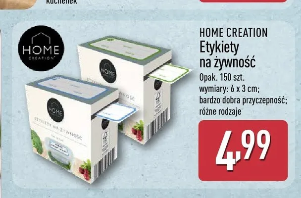 Etykiety na żywność Home Creation promocja w Aldi