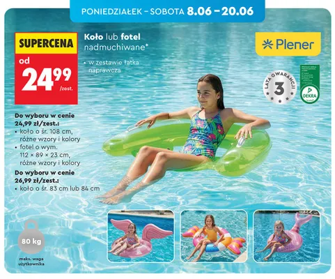 Koło nadmuchiwane Plener śr. 84 cm promocja w Biedronka