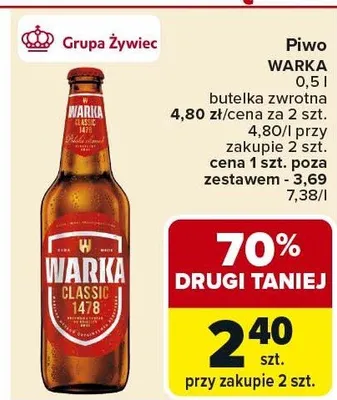 Piwo WARKA 0.5l promocja w Carrefour