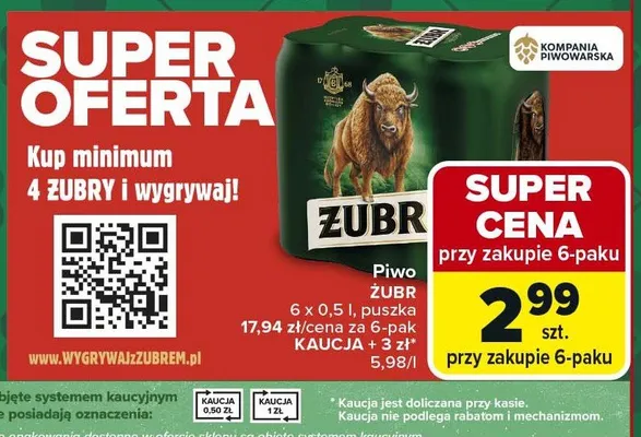 Piwo ZUBR promocja w Carrefour