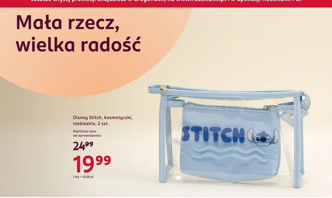 Kosmetyczki niebieskie Disney Stitch promocja w Rossmann