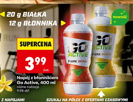 Napój z błonnikiem Go Active red orange and clementine promocja w Biedronka