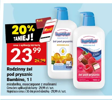 Rodzinny żel pod prysznic Bambino mascarpone z malinami promocja w Twój Market