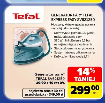 Generator pary Tefal Express Easy SV6212E0 promocja w Carrefour