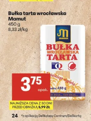 Bułka tarta wrocławska Mamut promocja w Delikatesy Centrum
