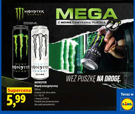 Napój energetyczny Monster original promocja w Lidl