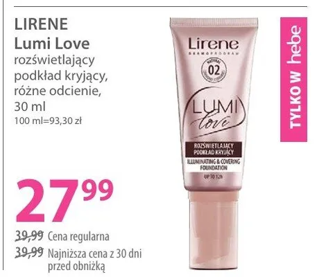 Rozświetlający podkład kryjący, różne odcienie promocja w Hebe