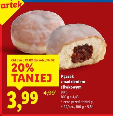 Pączek z nadzieniem śliwkowym promocja w Lidl