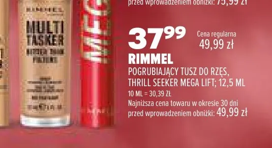 Pogrubiający tusz do rzęs Thrill Seeker Mega Lift Rimmel promocja w Drogerie Natura