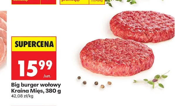 Big burger wołowy Kraina Mięs promocja w Biedronka
