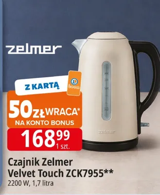 Czajnik Zelmer Velvet Touch ZCK7955 2200W promocja w Leclerc