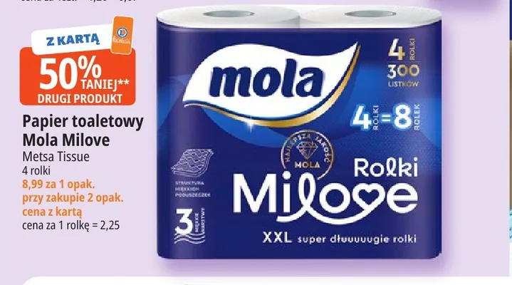 Papier toaletowy Mola Milove 4-pak promocja w Leclerc