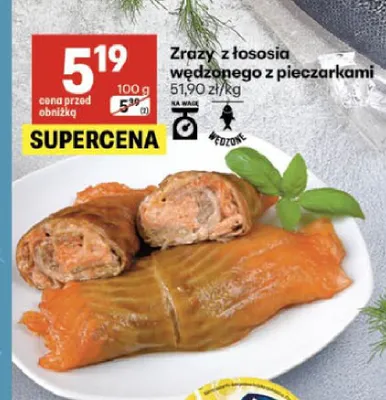 Zrazy z łososia wędzonego z pieczarkami promocja w Delikatesy Centrum