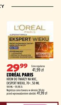 Krem do twarzy na noc Ekspert Wieku 70+ L'Oréal Paris promocja w Drogerie Natura