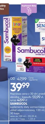 Suplement diety wzmacniający układ odpornościowy Junior Sambucol promocja w Super-Pharm