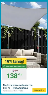 Markiza przeciwsłoneczna 5x3 m wodoodporna promocja w ERLI
