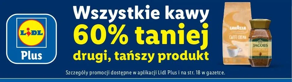 Wszystkie kawy -60% na drugi produkt promocja w Lidl