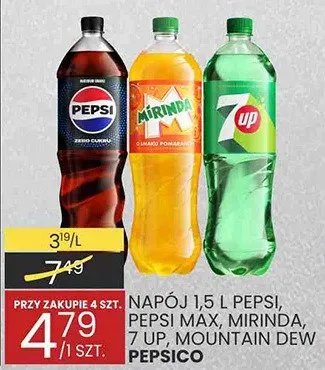 Napój 1,5 l Pepsi, Pepsi Max, Mirinda, 7 Up, Mountain Dew Pepsico promocja w Wafelek