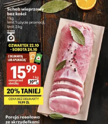 Schab wieprzowy bez kości promocja w Delikatesy Centrum