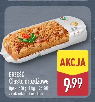 Ciasto drożdżowe z rodzynkami i masłem Brześć promocja w Aldi