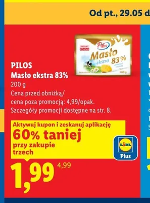Masło ekstra 83% Pilos promocja w Lidl