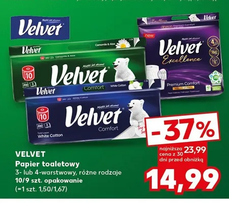 Papier toaletowy Velvet promocja w Kaufland