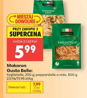 Makaron Gusto Bello tagliatelle promocja w Biedronka