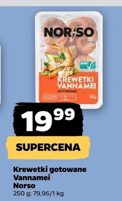Krewetki gotowane Vannamei Norso promocja w Netto