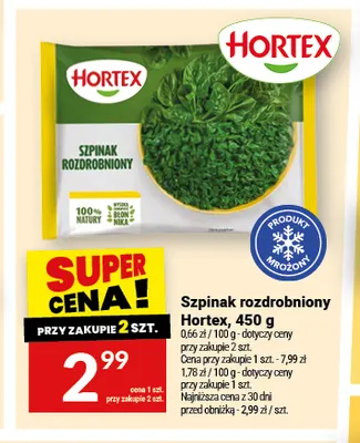 Szpinak rozdrobniony Hortex promocja w Twój Market