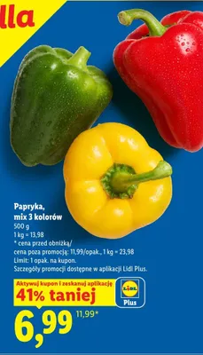 Papryka mix 3 kolorów promocja w Lidl