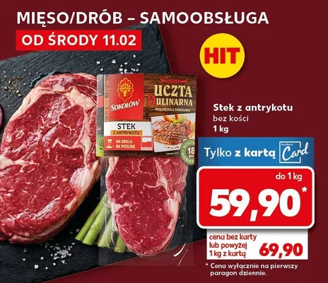 Stek z antrykotu bez kości promocja w Kaufland