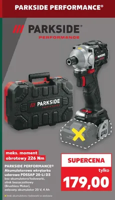 Akumulatorowa wkrętarka udarowa PDSSAP 20-Li D3 bez akumulatora/ładowarki, silnik bezszczotkowy (Brushless Motor), napięcie akumulatorów 20V, 4Ah promocja w Kaufland