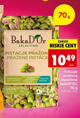 Pistacje prażone niesolone BakaD'Or promocja w Biedronka