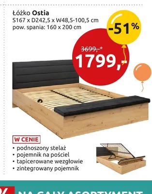 Łóżko Ostia promocja w Black Red White