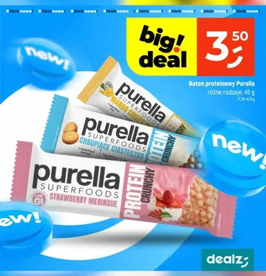 Baton proteinowy Purella promocja w Dealz