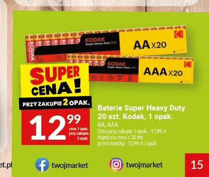 Baterie Super Heavy Duty Kodak AA promocja w Twój Market