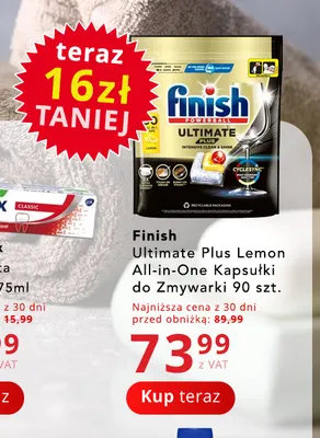 Kapsułki do zmywarki Finish Ultimate Plus Lemon All-in-One promocja w Poczta Polska