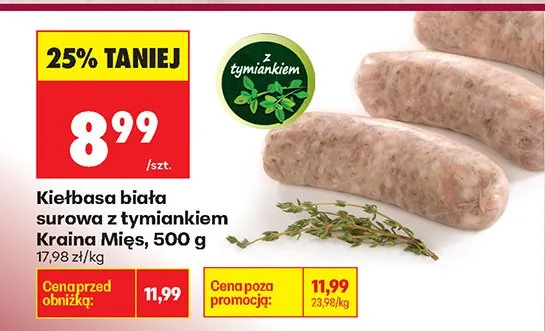 Kiełbasa biała surowa z tymiankiem promocja w Biedronka
