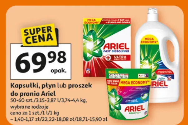 Kapsułki, płyn lub proszek do prania promocja w Auchan