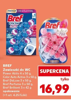 Zawieszki do WC Bref Color Auto Active 3-pak 50 g promocja w Kaufland