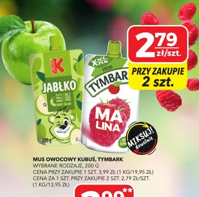 Mus owocowy Tymbark Malina promocja w Top Market